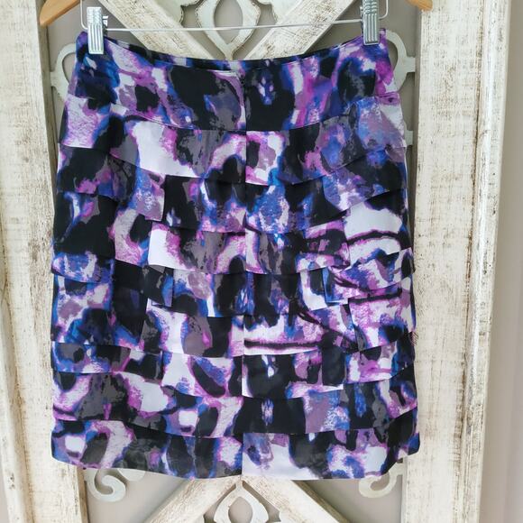 Worthington Women's Petite Ruffle Layered Straight Pencil Skirt in Purple Black - Picture 5 of 6